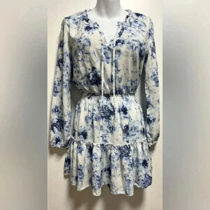 Kenedik Bohemian Pleated Slim Dress, Drawstring Long Sleeve V-neck Waist Dresses